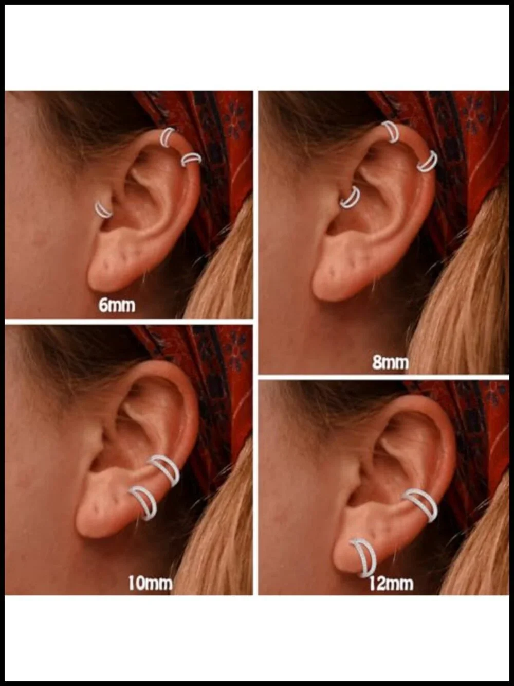 Double Hoop Nose Ring G23 Titanium CZ Nose Hoop 20G 8mm Silver